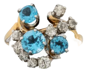 14k Yellow & White Gold Topaz Diamond Ring