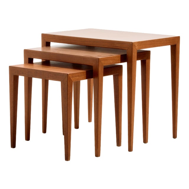 Teak Model 163 Nesting Tables by Severin Hansen for Haslev Møbelfabrik, 1960s, Set of 3 For Sale