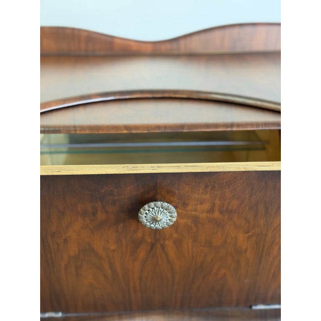 Brown 1940s Art Deco Curved Waterfall Sideboard With Inlaid Details For Sale - Image 8 of 16