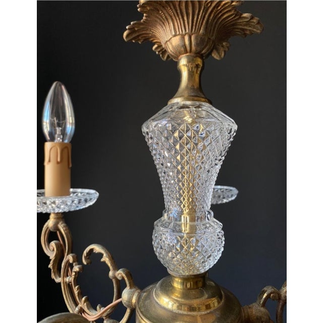 Vintage French Chandelier in Brass and Glass, 1960s For Sale - Image 15 of 16