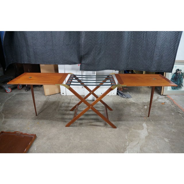 Mid 20th Century Baker Furniture Expandable Party Butler Mahogany Removable Serving Tray Table For Sale - Image 15 of 18
