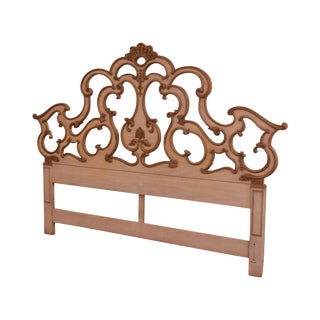 French Louis XV Style Vintage Carved Partial Gilt King Headboard For Sale