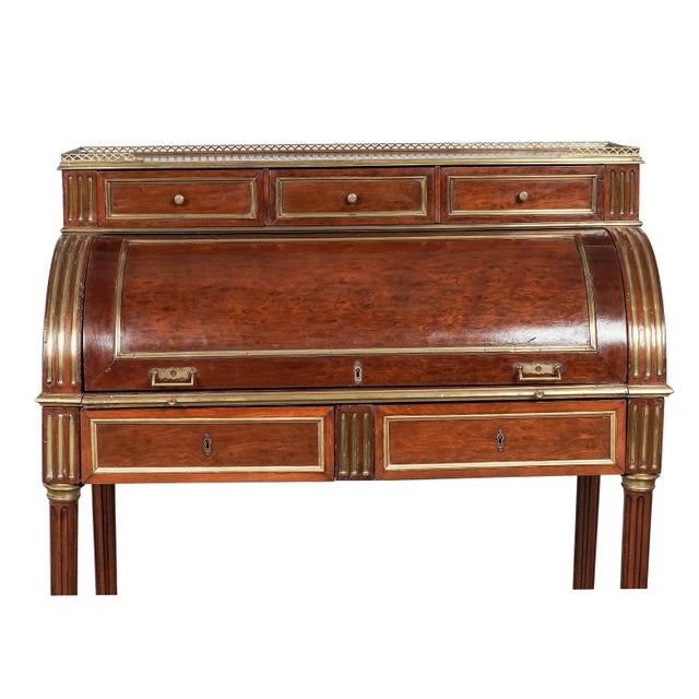 19th Cent Signed Mahogany French Maison Jansen Secretaire Desk For Sale - Image 4 of 7