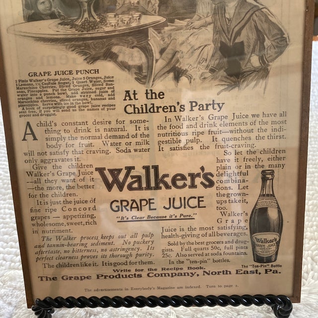 Turn of the Century Advertisement for Walker’s Grape Juice Chairish