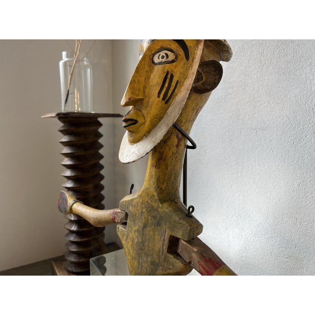 Bambara Puppet Figurine, 1950s, Paint and Wood For Sale - Image 11 of 18