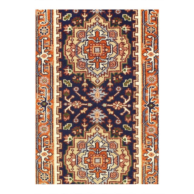 Indo Serapi design rug. Handmade Hand-knotted in fine lambswool. Lamb's Wool on a Cotton Foundation Vegetable Dyed Hand-...