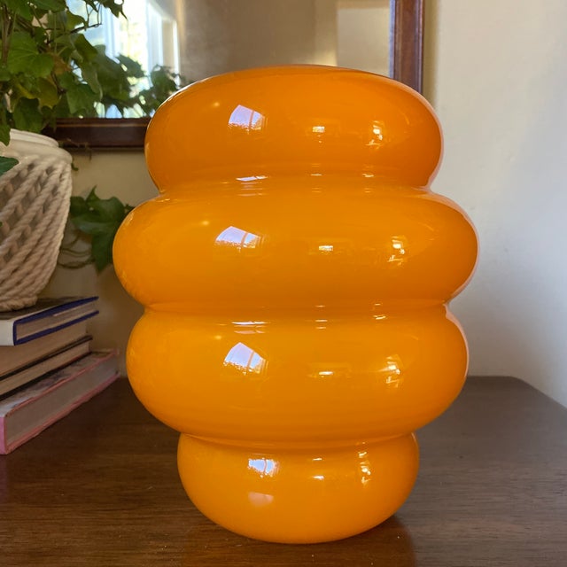 1970s Italian Orange Banded Opaque Glass Vase Chairish