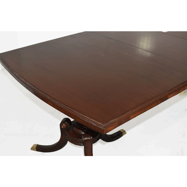 Vintage Georgian Mahogany Twin-Pedestal Dining Table With Extensions 96in For Sale - Image 9 of 12