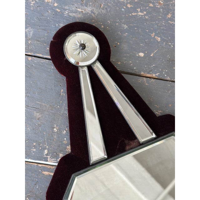 Oxblood Red Antique Victorian Velvet + Beveled Glass Sorcerer's Mirror, Circa Late 19th Century For Sale - Image 8 of 16