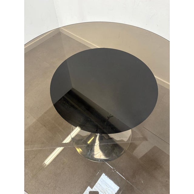 Vintage Round Chrome and Glass Table For Sale - Image 4 of 8