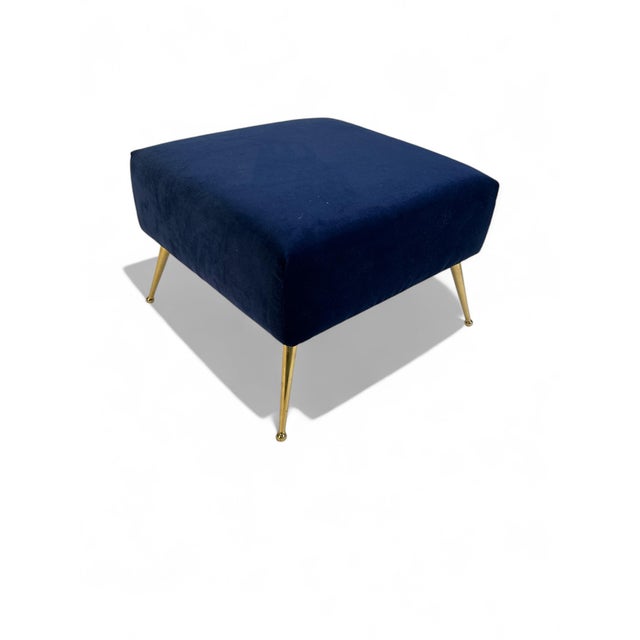 This bespoke pair of MCM inspired foot stools are crafted in a rich blue velvet fabric and are designed with clean and...