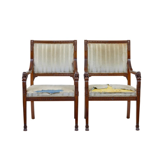 Vintage Empire Revival Suite in Carved Walnut, 1920, Set of 7 For Sale - Image 6 of 13