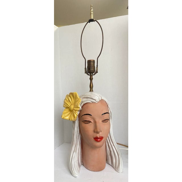 Mid Century Lamp Lady Frederic Weinberg Style Terra Cotta Bust Sculpture For Sale - Image 4 of 13