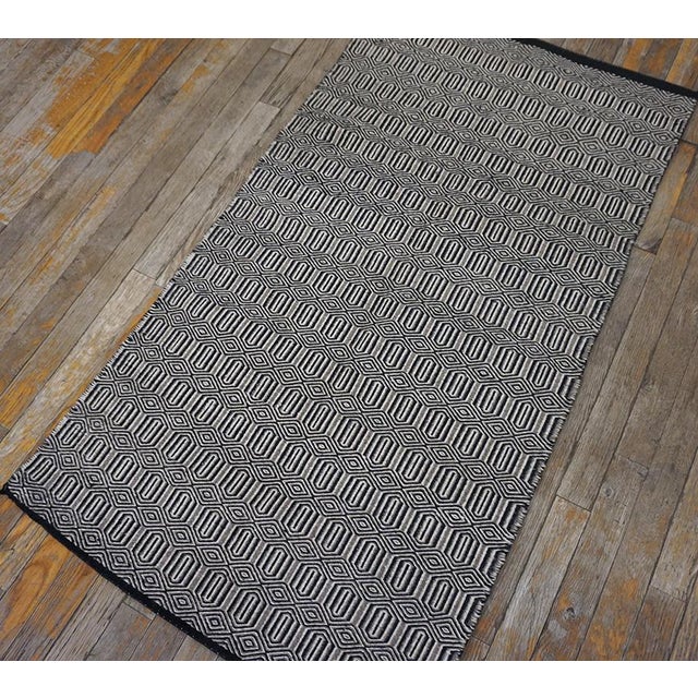 Stupendous American Navajo Twill Saddle Rug With Gray-Black-White Stripe Pattern For Sale - Image 10 of 14
