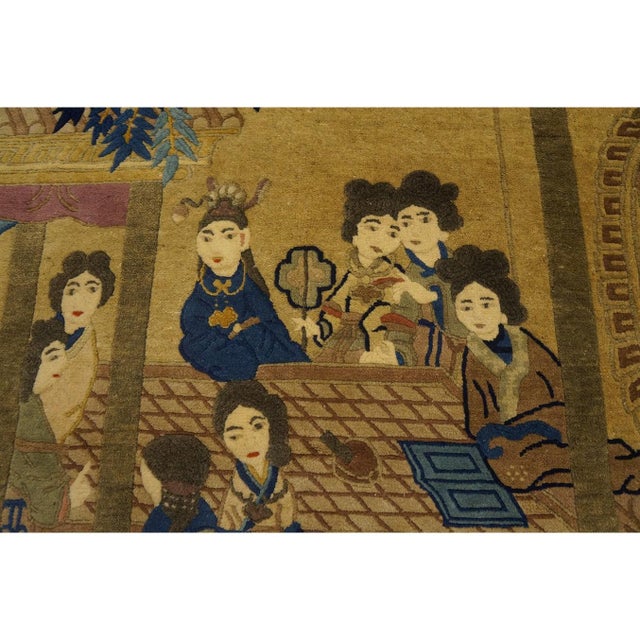 1920s Traditional Antique Artistic Chinese Scenic Pictorial Peking Area Rug For Sale - Image 9 of 9