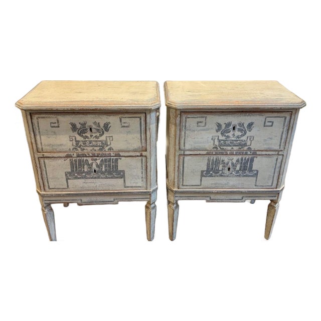 Pair of German Neo-Classical Bedside Tables For Sale