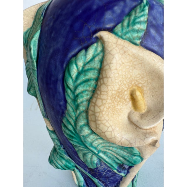 Art Nouveau Vintage Art Nouveau Relief Vase With Calla Lily and Foliage For Sale - Image 3 of 9