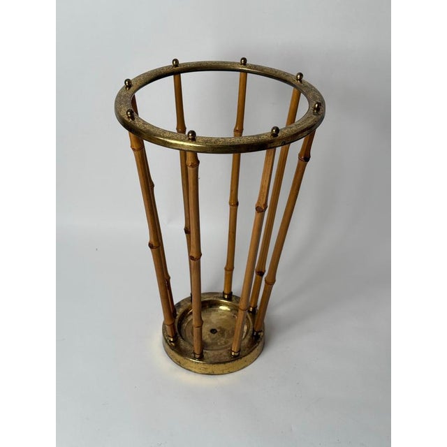 Umbrella Stand in Bamboo and Brass, 1960s For Sale - Image 4 of 15