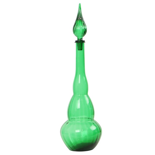 1960s Vintage Green Glass Decanter, 1960s For Sale - Image 5 of 15