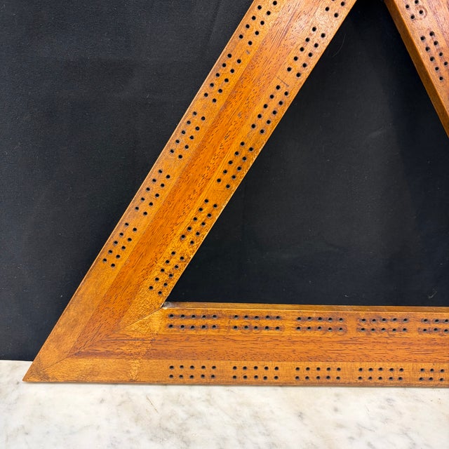 Antique Triangular Hardwood Cribbage Board For Sale - Image 4 of 6