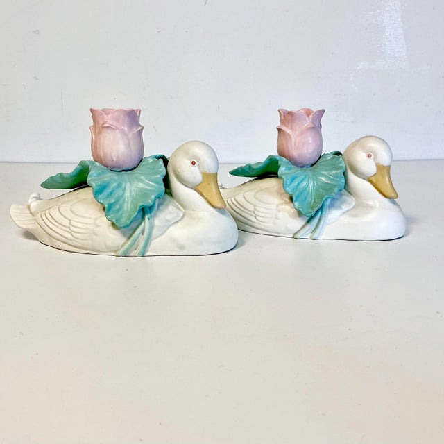 This pair of Duck and Tulip Candleholders are from iconic American ceramic house Fitz & Floyd. Started in 1970 in Dallas,...