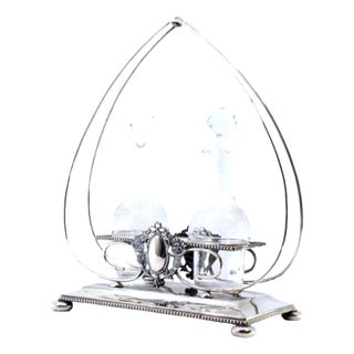 Silver and Acid-Etched Cruet Set, Set of 2 For Sale