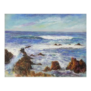 Vintage Coastal Seascape Pastel Painting