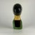 Mid 19th Century French Marotte/Milliner Mannequin Bust in Green Dress & Black Hair For Sale - Image 4 of 11