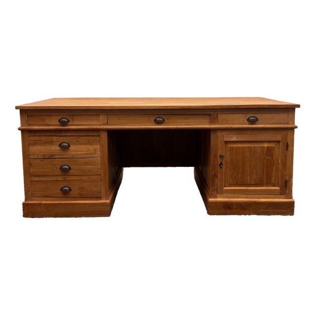 Large English Desk with Back Panel For Sale