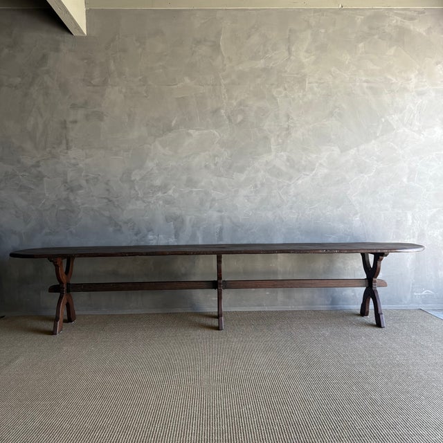 Rustic Custom Made Reclaimed Wood Dining Table in Walnut Finish 13 Foot Long For Sale - Image 3 of 11