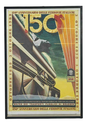 150th Anniversary of Italian Railways Poster, 1989