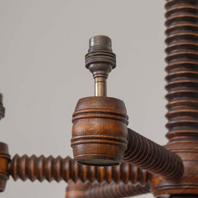 1940s Charles Dudouyt French Carved Wood Chandelier For Sale - Image 13 of 14