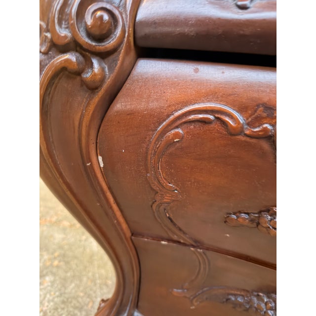 Antique Art Nouveau Hand Carved Mahogany Dresser and Mirror For Sale - Image 9 of 11