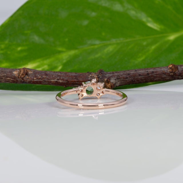 Alexandrite Ring With Earth-Mined Diamond Accents: Solid 14k Gold, Round, Size 6.75 For Sale - Image 10 of 11