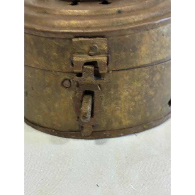 Vintage Indian Brass Cricket Box or Incense Burner With Pierced Lid For Sale In Oklahoma City - Image 6 of 9
