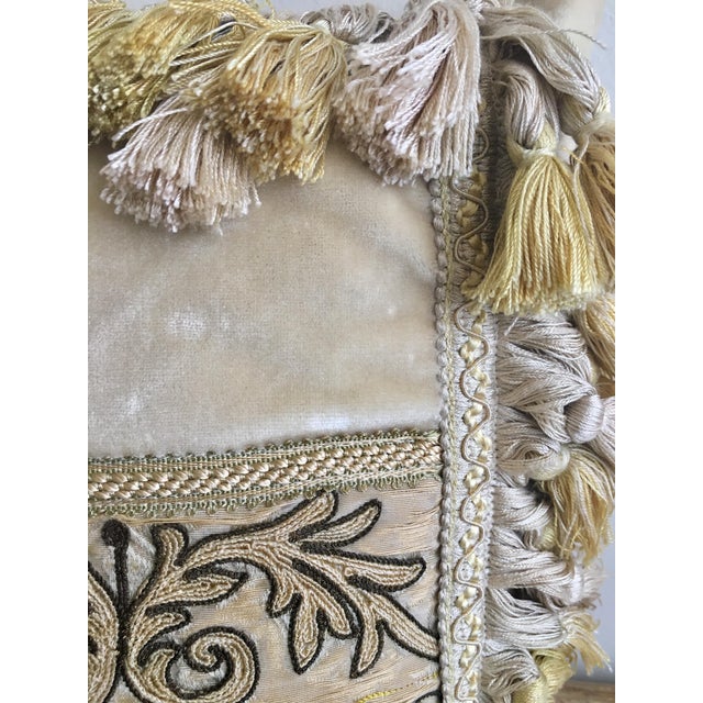 Vintage Velvet Pillow With Vintage Vestment Panel & Silk Tassels Chairish