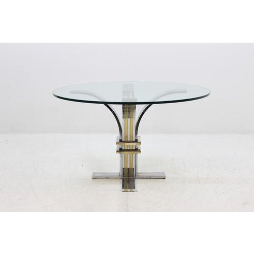 Sculptural Round Dining Table in Chrome and Brass attributed to Banci Firenze, 1970s For Sale - Image 3 of 13