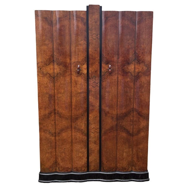 Wood Art Deco Fluted Double Wardrobe, 1930 For Sale - Image 7 of 11