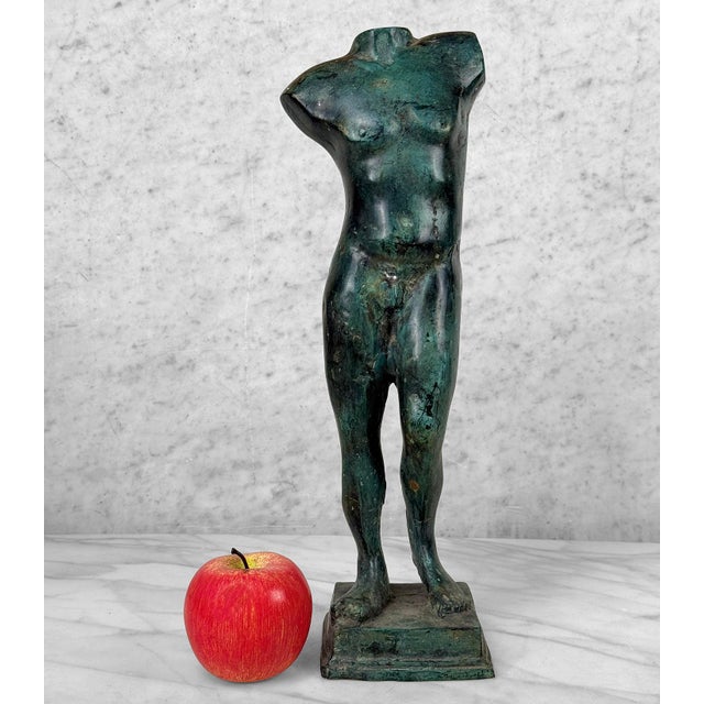 A 1950's Italian Grand Tour Style Cast Bronze Nude Male Torso Sculpture Sand Cast Hollowed Bronze with Original Verdigris...