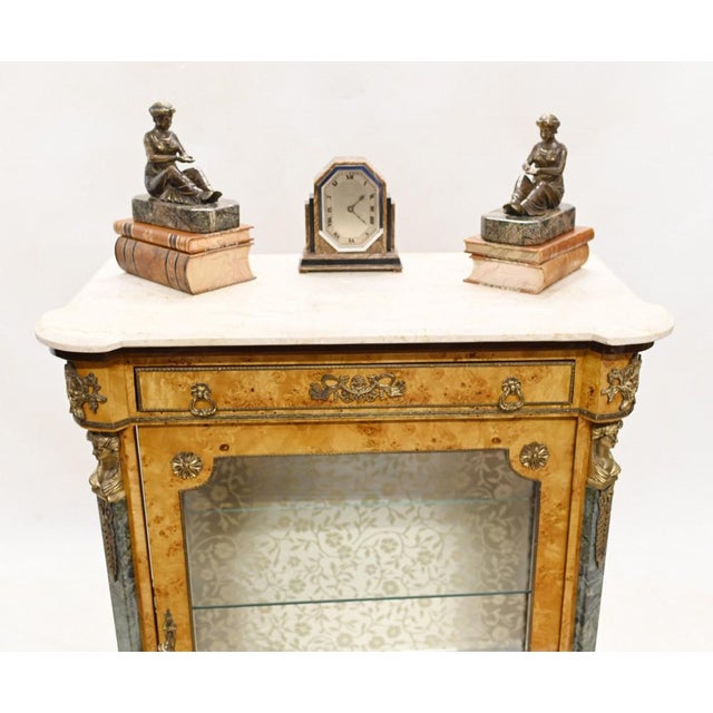 Gorgeous French Empire style pier cabinet French marble top satin birch pier cabinet surmounted with a marble top...