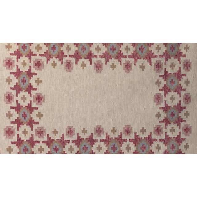Mid-Century Modern Mid-Century Modern Swedish Kilim Rug in Reds and Pinks, 1960 For Sale - Image 3 of 7