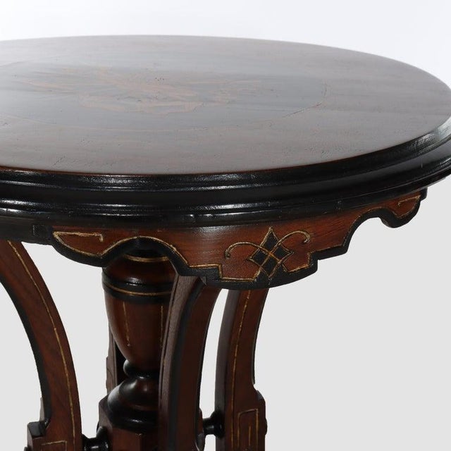 Pair Antique Renaissance Revival Ebonized & Inlaid Walnut & Burl Stands C1890 For Sale - Image 12 of 14