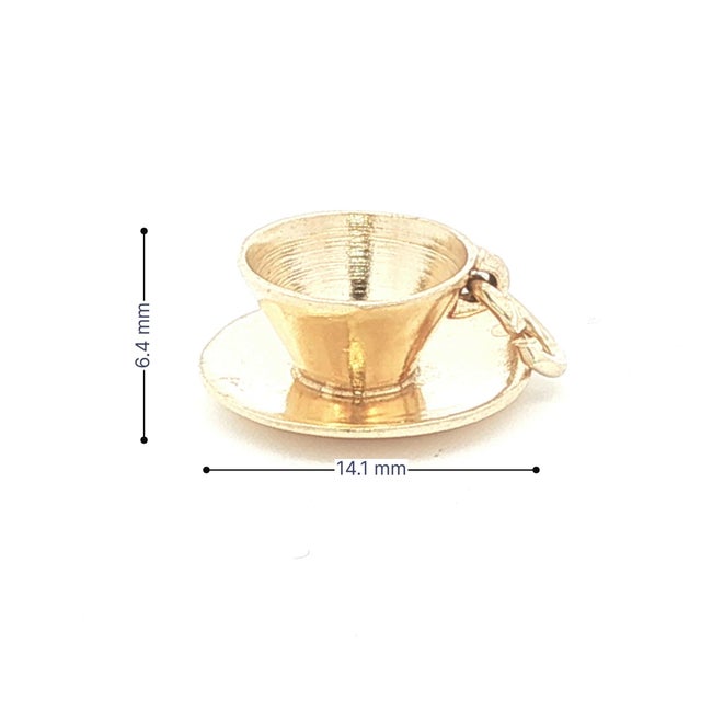 Vintage 14k Yellow Gold Tea Cup and Saucer Charm For Sale In Cincinnati - Image 6 of 6