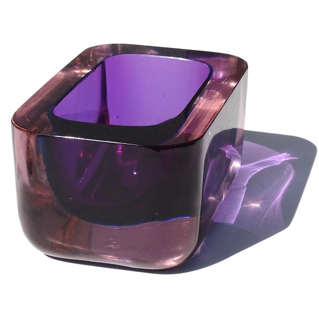 その他 Vintage Vetri Murano Sommerso Ashtray Vintage Murano Seguso Vetri d'Arte Sommerso Purple Blue