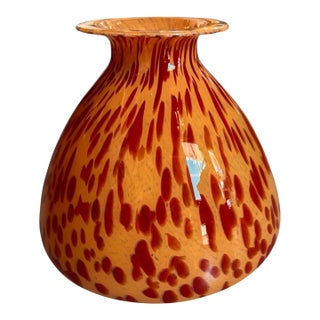 Late 20th Century Italian Tortoiseshell Art Glass Vase For Sale