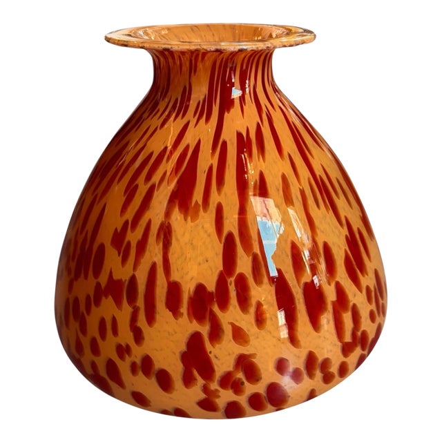 Late 20th Century Italian Tortoiseshell Art Glass Vase For Sale
