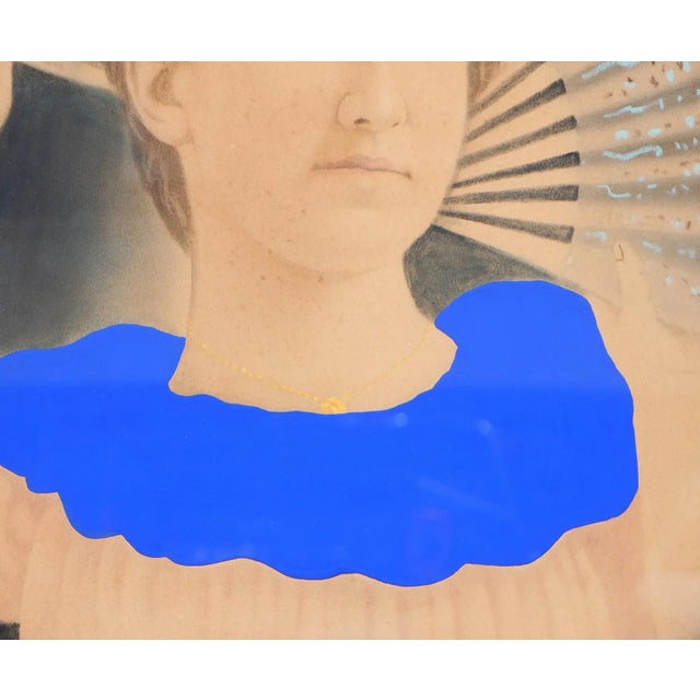 Textile 2020 "Matilda" Contemporary Black Canvas Wrapped Portrait With Vibrant Blue Collar by Matthew Reeves For Sale - Image 7 of 10