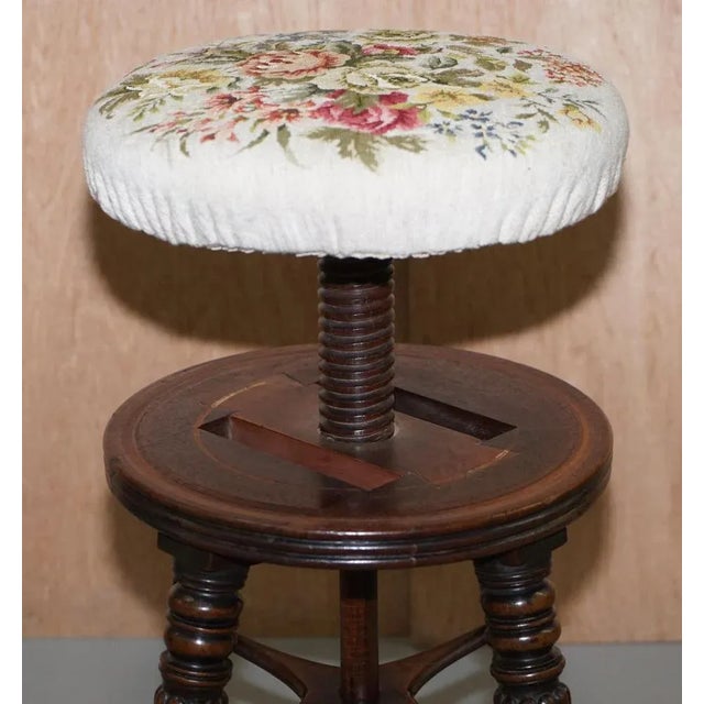 Antique Height Adjustable Piano Stool from Gillows of Lancaster For Sale - Image 14 of 18
