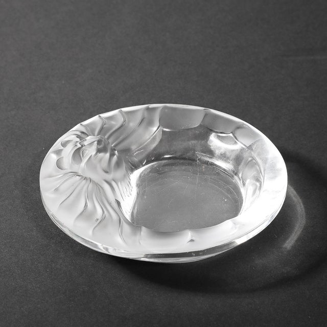 Glass Vintage Lalique Tete De Lion Glass Dish For Sale - Image 7 of 15