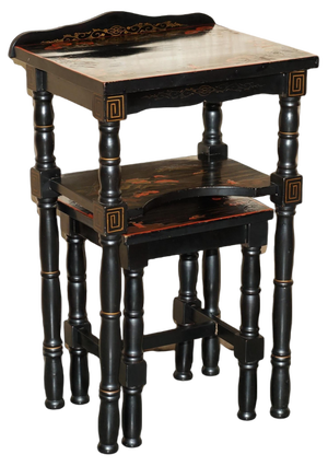 Chinese Chinoiserie Lacqurered Tables, 1880s, Set of 2